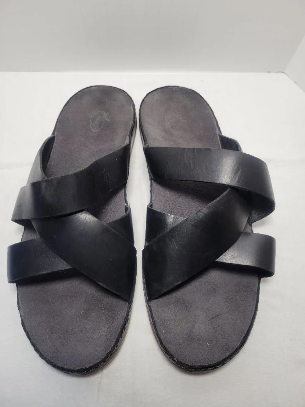 Chaco Wayfarer Black Leather Slide Sandals Women's 11 EU 42